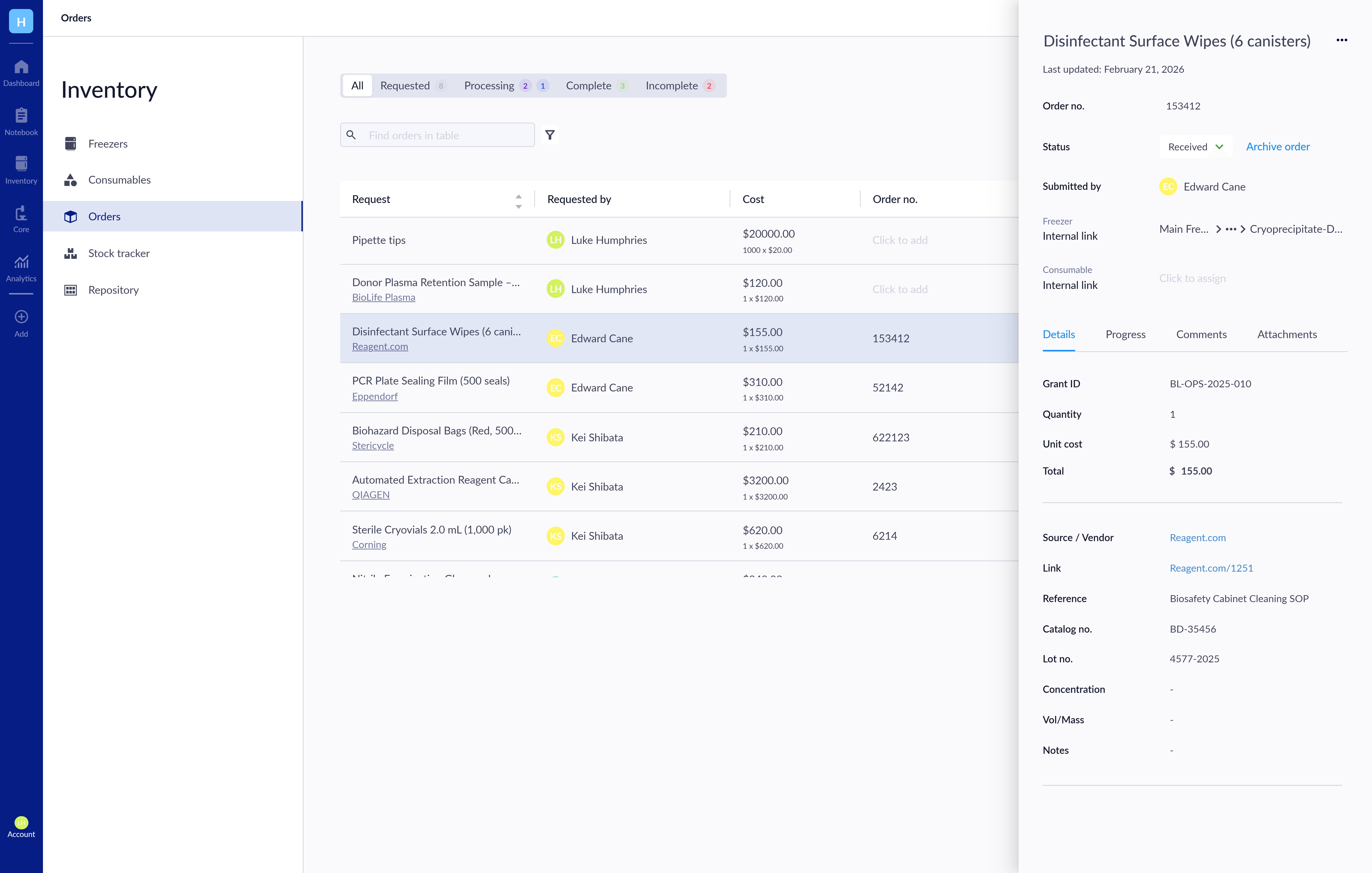 Easily manage and submit orders