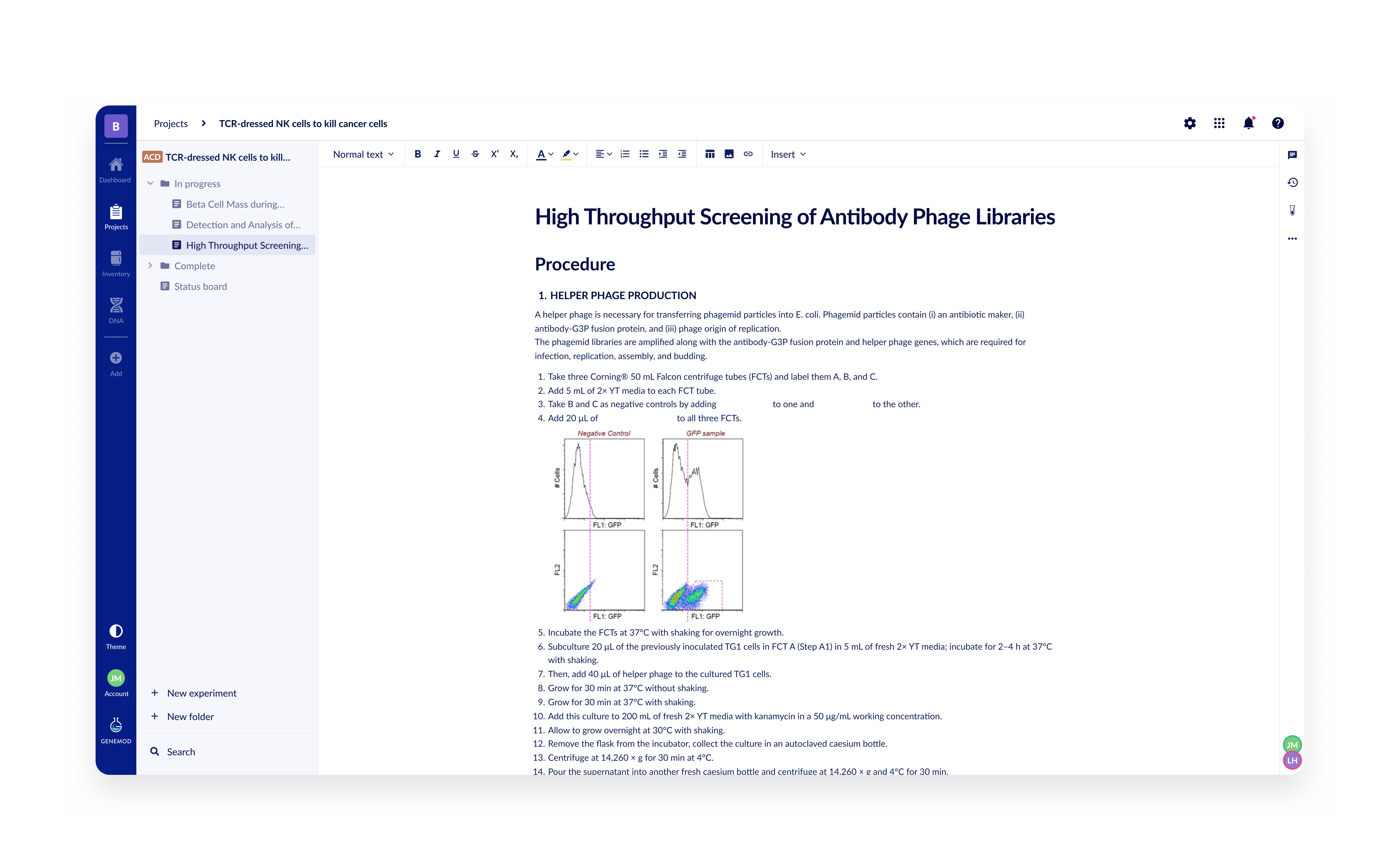 example screenshot of project organization webpage