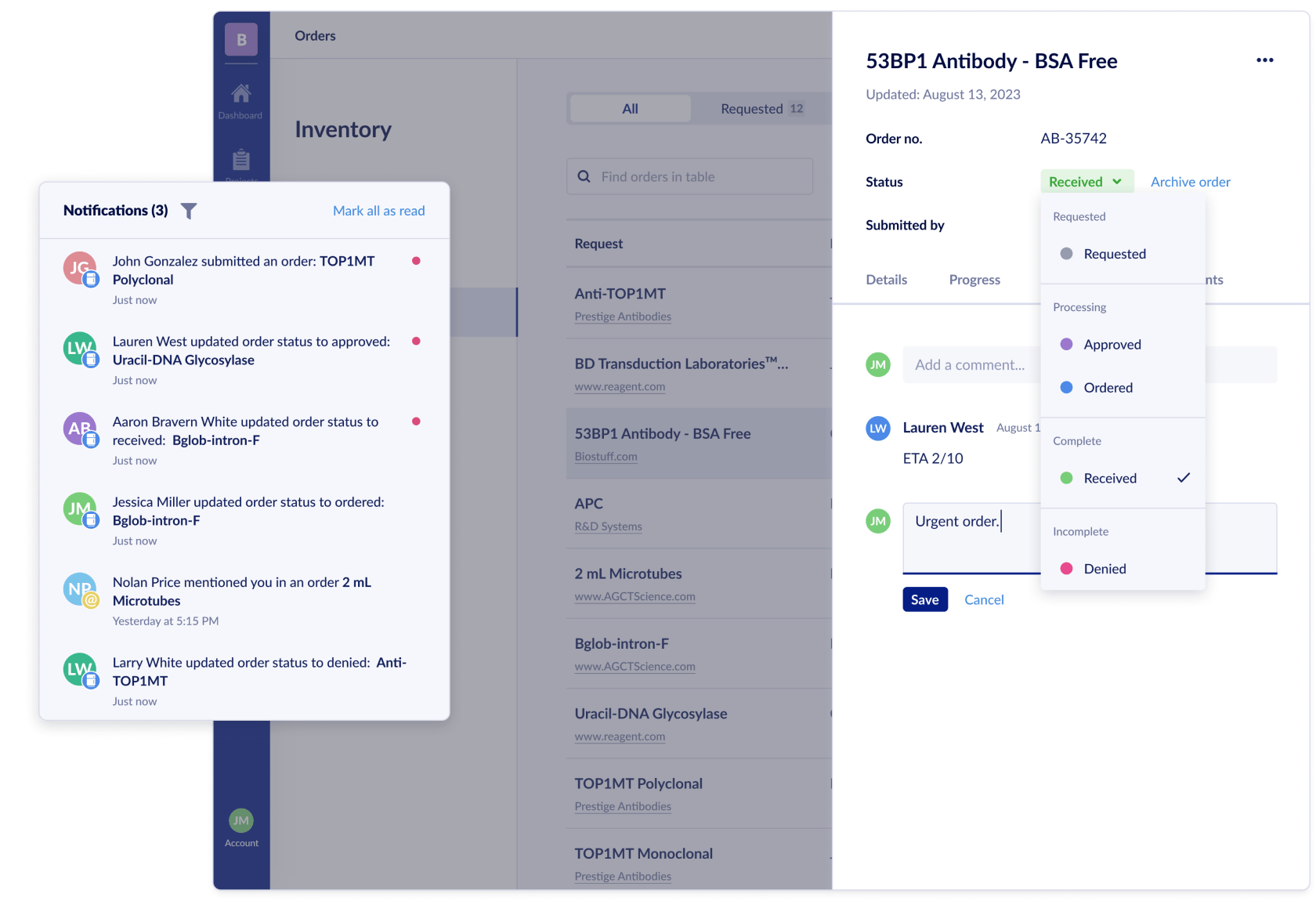 Collaborate for In-depth Order Tracking